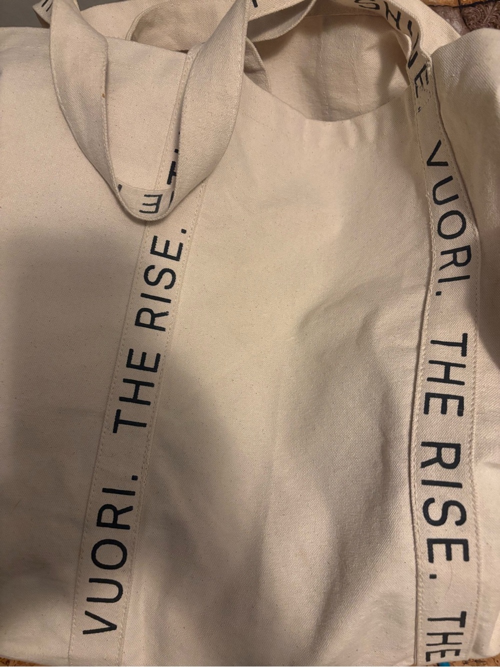 Vuori Natural Canvas Tote with Black Logo Straps
